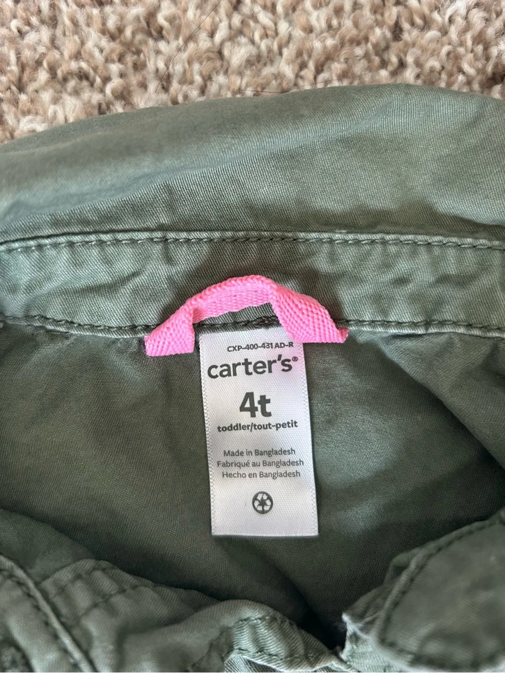 Carter's Olive Green Button Front Pea Coat